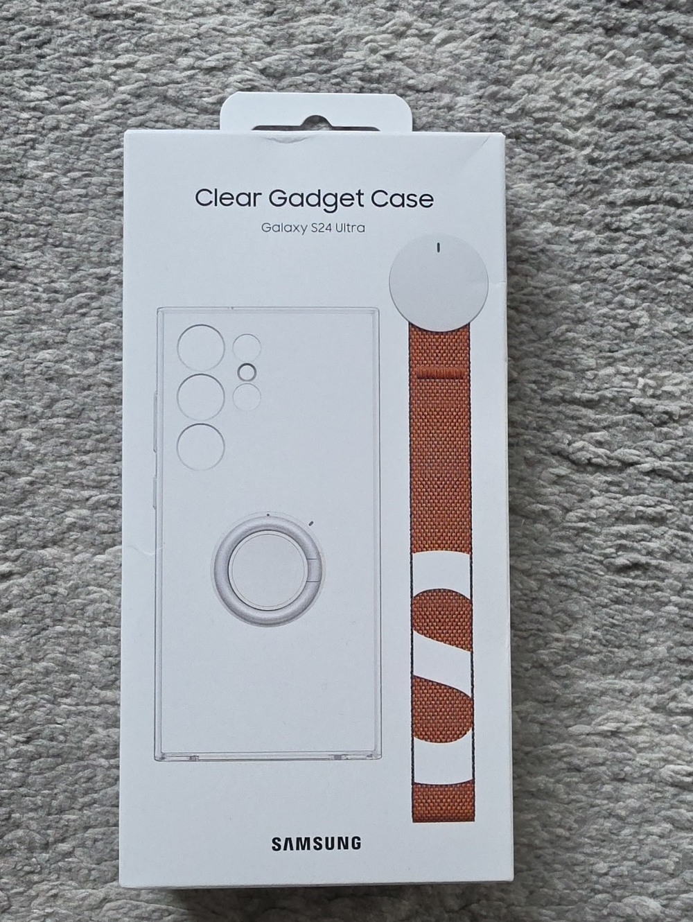 Samsung Clear Gadget Case with Orange Strap for Galaxy S24 Ultra